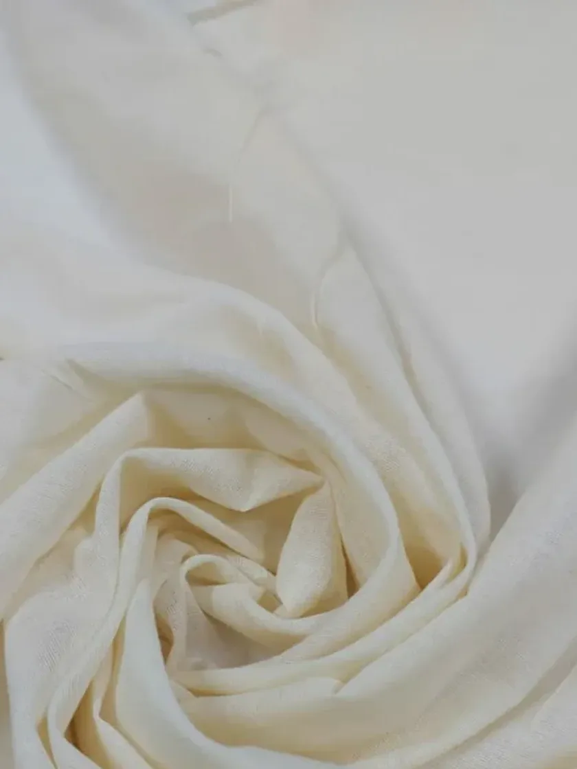 Plain Dyeable Pure Mull Cotton Fabric - Off White Color #MF110